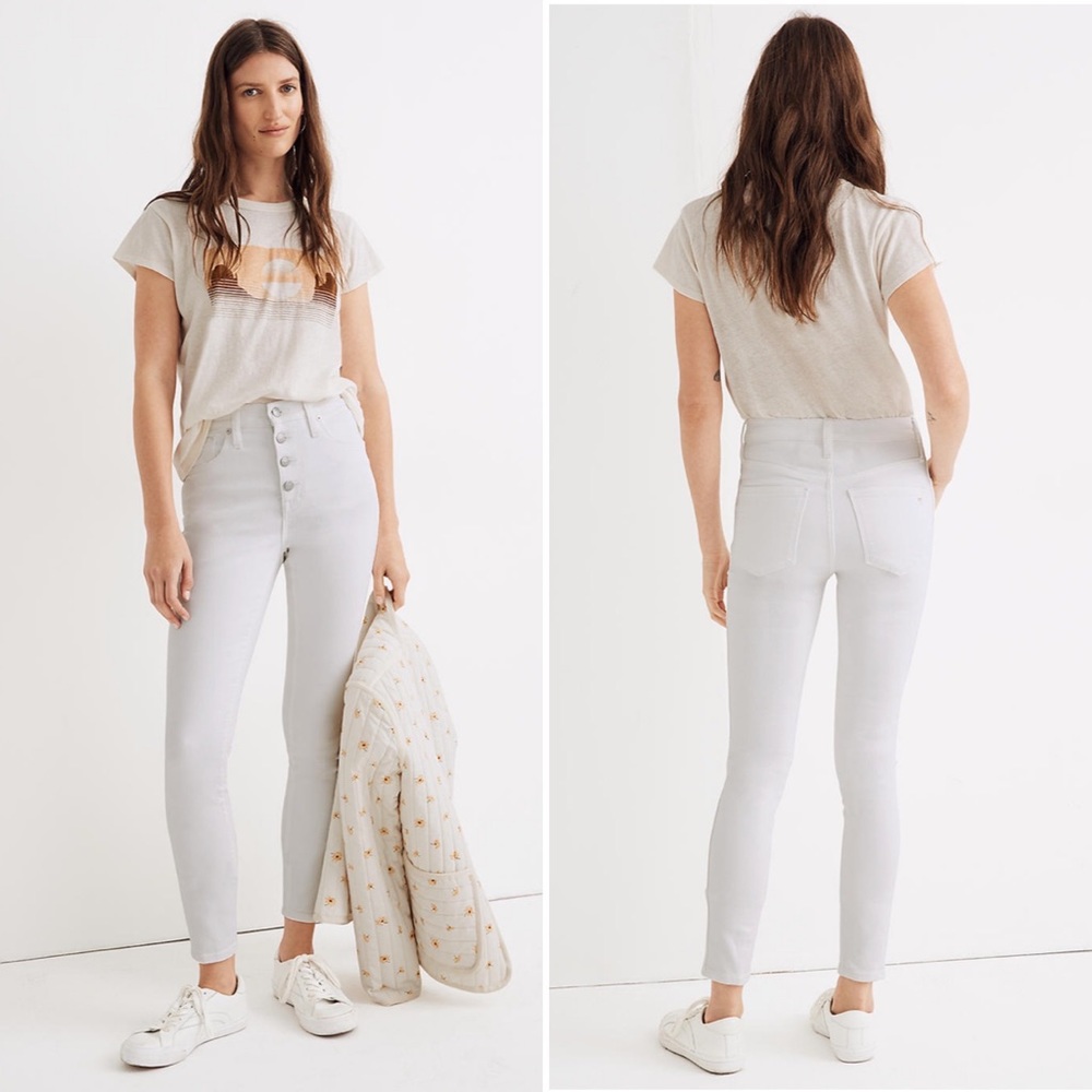 Madewell Cropped Skinny White Jeans, size 24